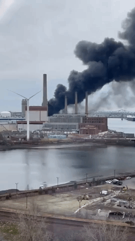 Smoke Billows From Fire at Recycling Plant in Boston Suburb