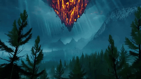 GiantSquidStudios giphygifmaker forest landscape volcano GIF