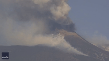 Large Plume of Gray Ash Rises From Italy's Mount Etna