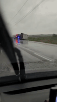 Overturned Semi-Trailers Spotted After Tornado Strikes Tomah, Wisconsin