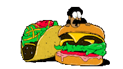 Double Cheeseburger Eating Sticker by deladeso