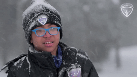 Video gif. Young contestant on alpine skiing All-Round Champion stands in the snow and says, "I'm super confused."