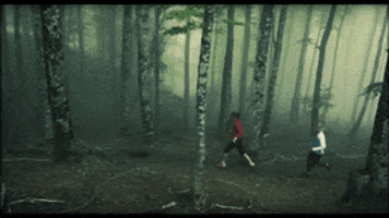 in the woods running GIF