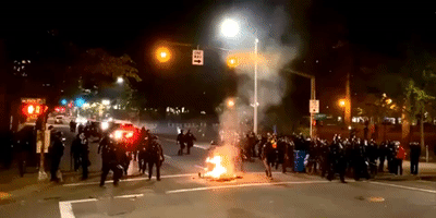 Protesters Light Fire Outside Justice Center in Portland