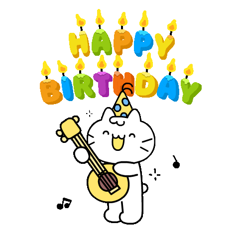 Happy Birthday Cat Sticker