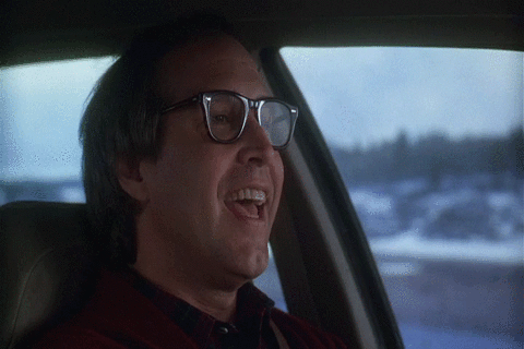 Movie gif. Chevy Chase as Clark Griswold in Christmas Vacation drives along an empty highway. Though mildly upset, he tries to maintain a smile as he says: Text, "Okay that's enough of that."