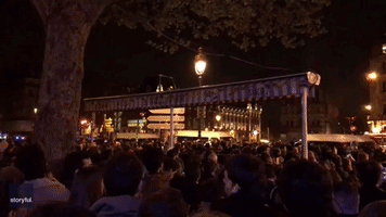 Crowd Laments as Notre Dame Cathedral Burns in Paris