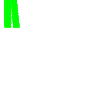 Text gif. Neon green letters fall in, reading, "Kosher, don't know her."