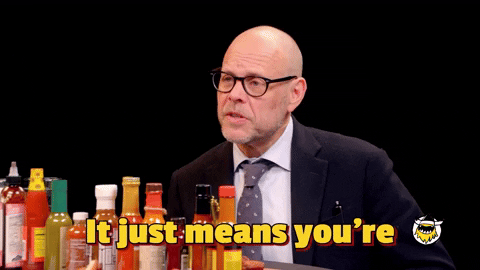 Alton Brown Hot Ones GIF by First We Feast