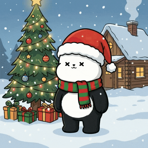 Christmas Tree Snowing GIF by Kanpai Pandas