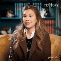 Sponsored gif. Traitors cast member Gabby Windey looks from side to side while repeatedly saying, “Red flags.” Text reads, “Red flags, red flags, red flags.”