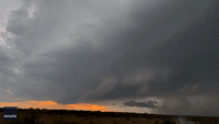Lightning Illuminates Dark Clouds as Severe Storms Move Through Texas