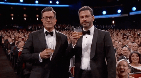 Stephen Colbert Drinking GIF by Emmys