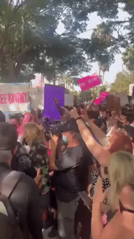 Celebrations Outside Los Angeles Court After Britney Spears' Father Suspended as Conservator