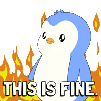 This Is Fine On Fire Sticker by Pudgy Penguins