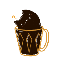 omatian cat coffee drink huh Sticker