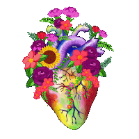 Heart Flowers Sticker