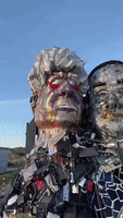 Artist Creates ‘Mount Recyclemore’ Electronic Waste Sculpture in Cornwall Ahead of G7 Summit