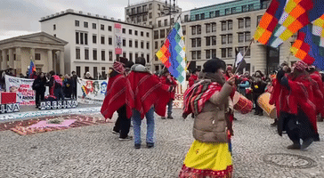 Demonstrators Gather in Berlin to Support Protesters in Peru