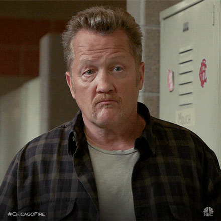 TV gif. Christian Stolte as Mouch in Chicago Fire sighs then closes his eyes and gently pumps a fist with an affirming nod of his head.