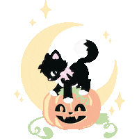 Black Cat Halloween Sticker by My Violet