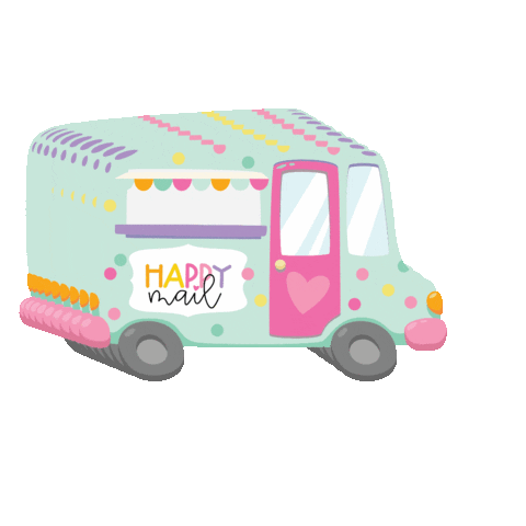 TwinkleSprinklesAU happy hearts truck mail Sticker