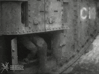NationalWWIMuseum black and white military tank climbing GIF