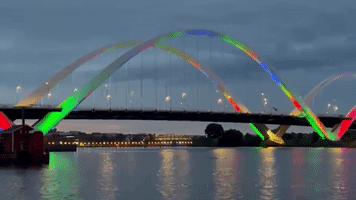 Washington's Douglass Bridge Flashes Rainbow Color
