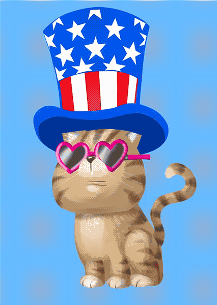 Independence Day Cat GIF by Bill Greenhead