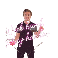 Happy Work Hard Play Harder Sticker by Niice Digital Marketing