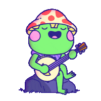 Dwindlebag singing frog mushroom banjo Sticker