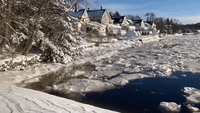 Chunks of Ice Float in Massachusetts River Amid Deep Freeze