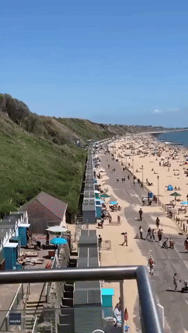 Bank Holiday Crowds Flock to Dorset Beach as Lockdown Restrictions Ease