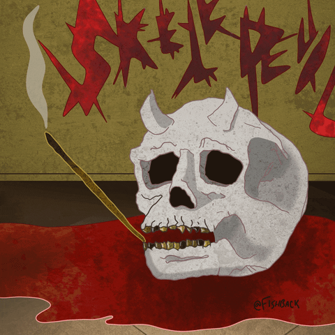 fishback smoke skull smoking blood GIF