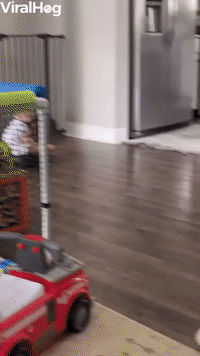 Little Guy Takes Roomba for A Ride