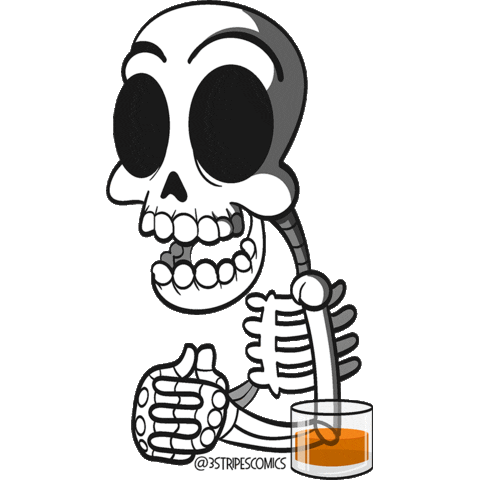 Skull Waiting Sticker by YuZapata