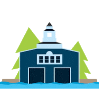 Lake Boathouse Sticker by Muskoka Woods