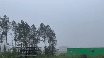 Wind-Driven Rain Lashes Hampton, South Carolina