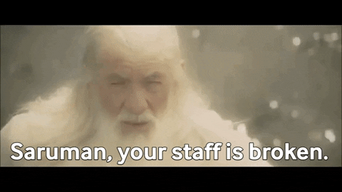 dhmontgomery giphygifmaker staff gandalf saruman GIF