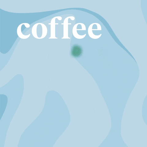Sponsored gif. Digital illustration of two cans of Starbucks Vanilla Sweet Cream Iced Coffee outlined in Starbucks white and green zoom into frame to cheers against a wavy blue background. Question text appears that says, "Coffee date?"