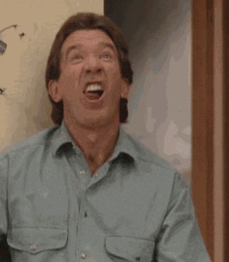 Celebrity gif. Tim Allen tilts his head up and wiggles his tongue fast in the air, moving his head side to side.