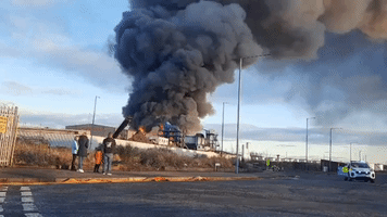 Smoke Billows From Fire at Belfast Harbour