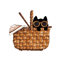 Cat Basket Sticker by Harirose