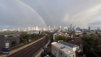 Double Rainbow Stretches Over Chicago Skyline