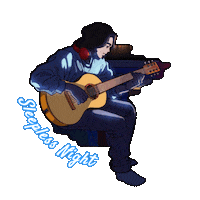 socialradiocompany music night sleep guitar Sticker