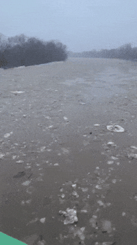 Ice Chunks Float Down Indiana's Wabash River