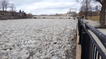 Ice Rushes Down Ontario's Grand River, Raising Flood Risk
