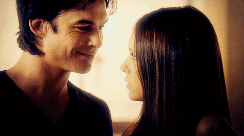 the vampire diaries damon and elena GIF