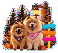 chowchows_sukiandmika halloween trick or treat cute dog spooky season Sticker