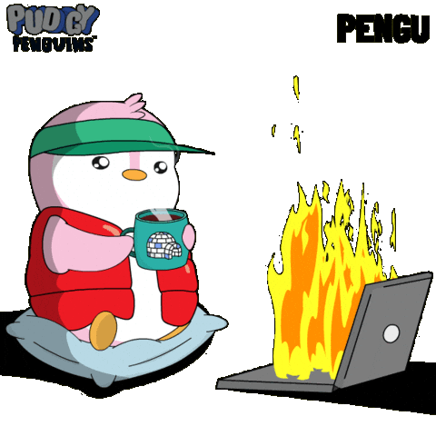 On Fire Burn Sticker by Pudgy Penguins